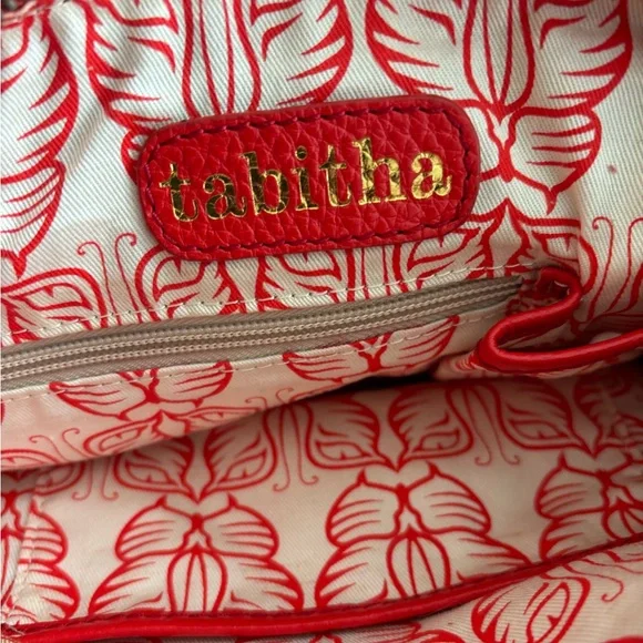 Red woven leather handbag - Picture 4 of 5